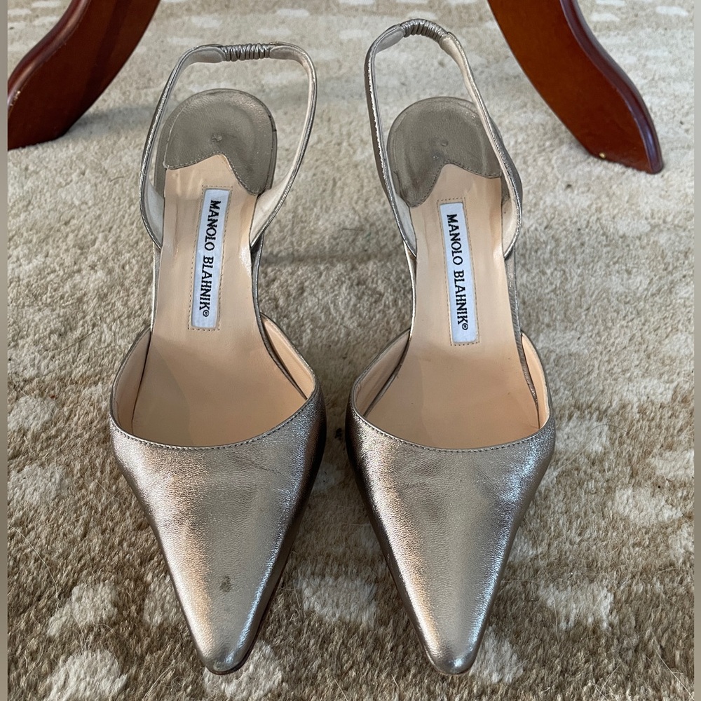 Manolo Blahnik Gold Women's Slingback Heels